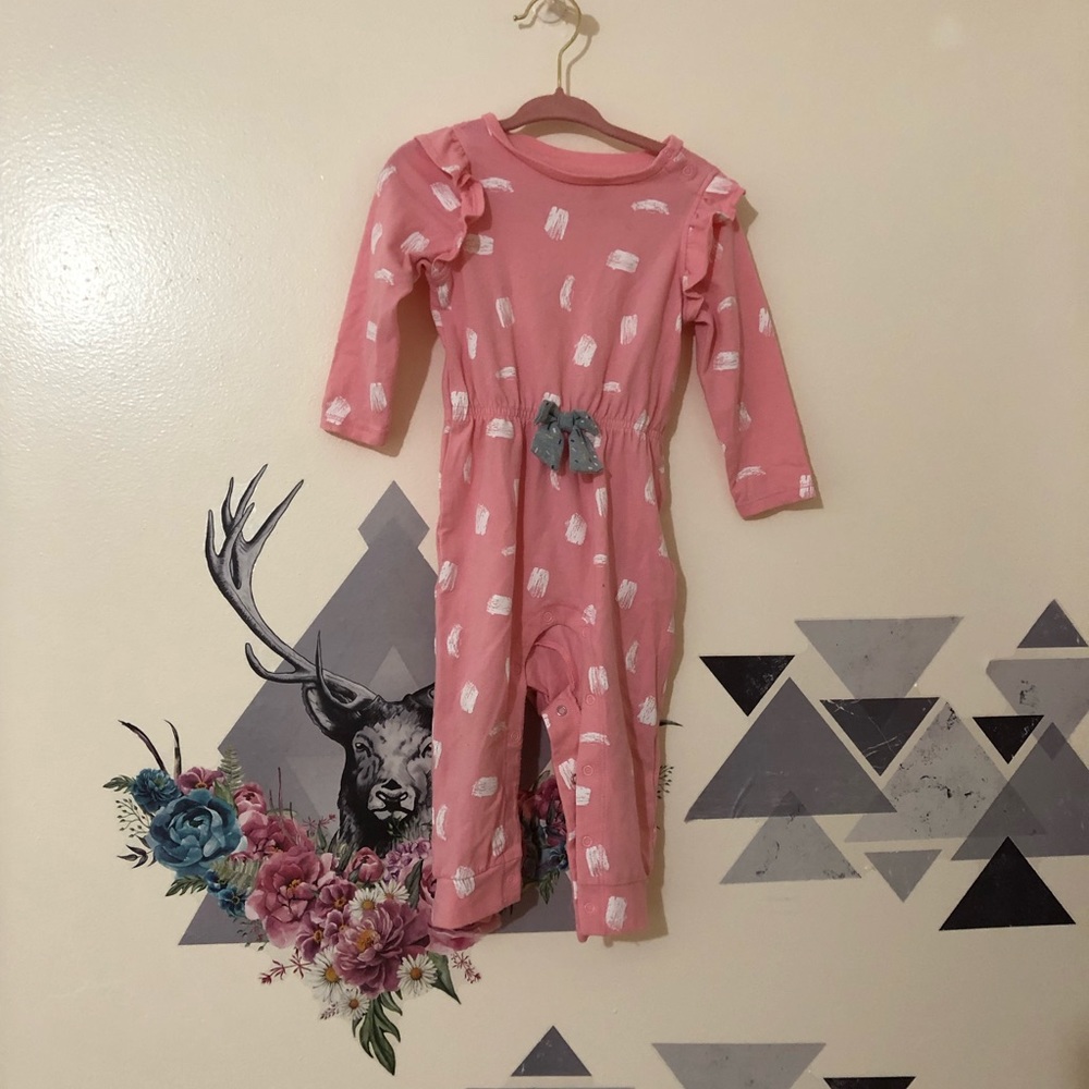 Cat & Jack Pink and White Snap Romper